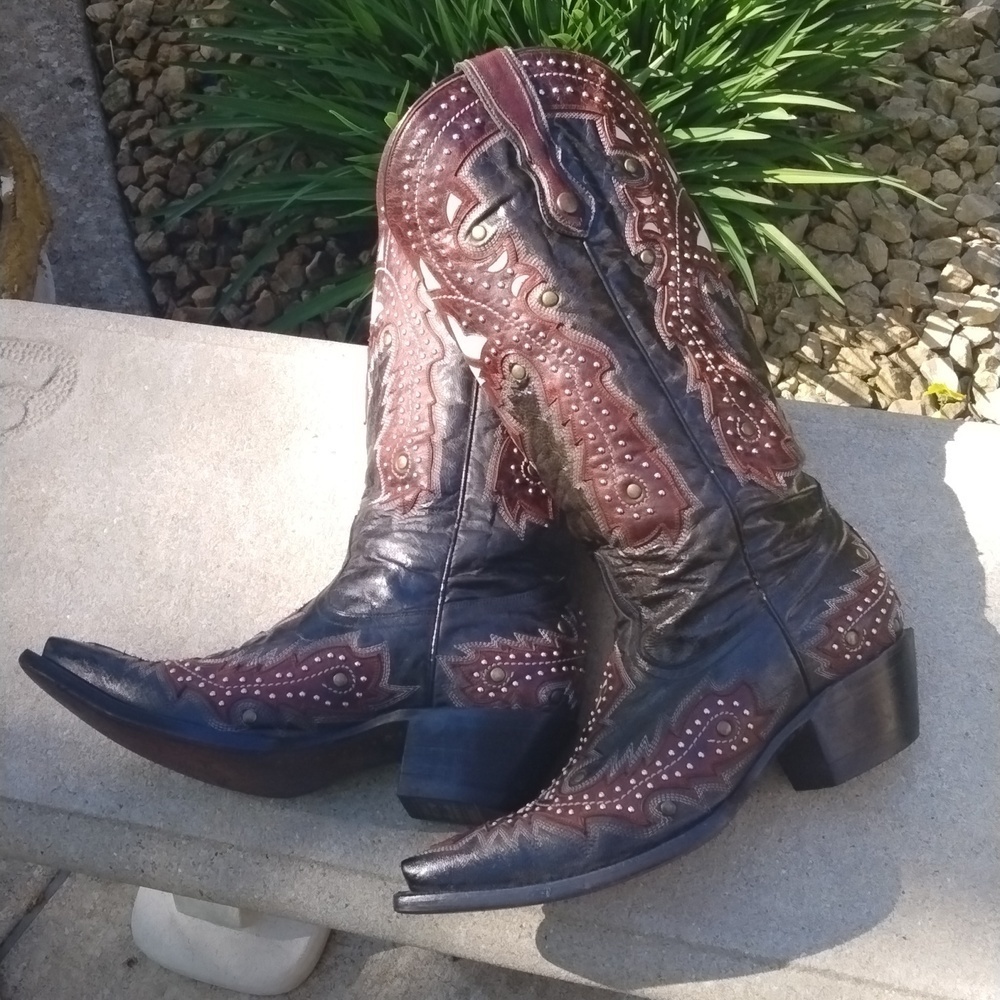 Corral boots black and red studded size 9 - Picture 9 of 13